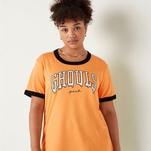 Victoria’s Secret Pink XL Halloween Ghouls Campus Ringer Tee Glow in the Dark